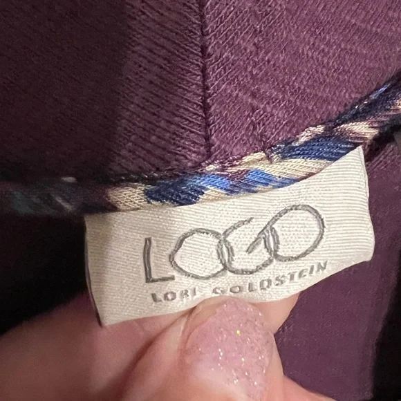 S LOGO Lori Goldstein Eggplant Waterfall Open Front Cardigan - Picture 4 of 10